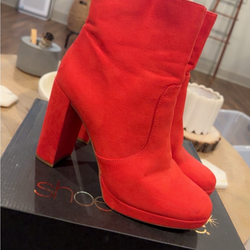 Red Suede Ankle Boots
